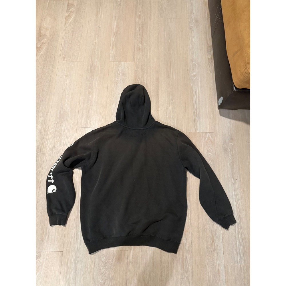 Carhartt Sleeve Logo Hoodie Mens XL Black Original Fit Heavyweight Pullover - Picture 5 of 5